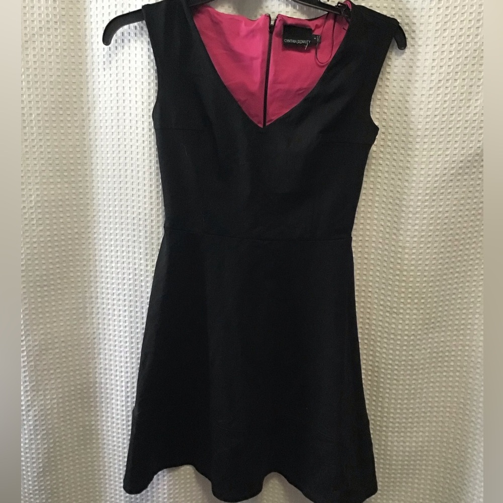 Cynthia Rowley Black Dress with Pink Lining nwot